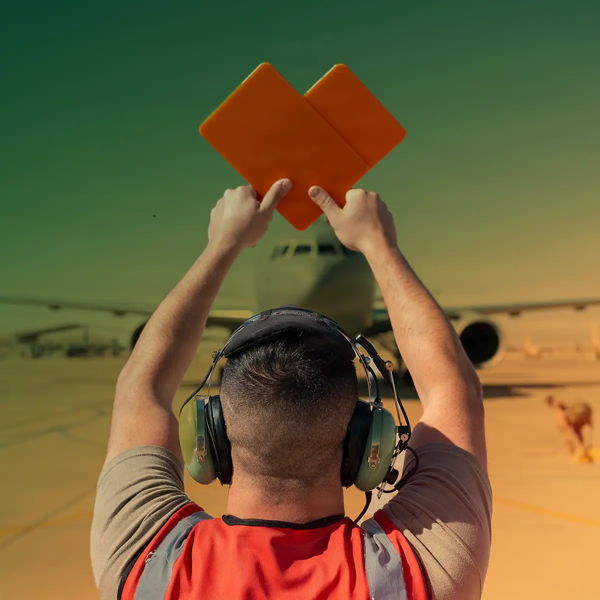 USAF Air Marshal guiding an aircraft