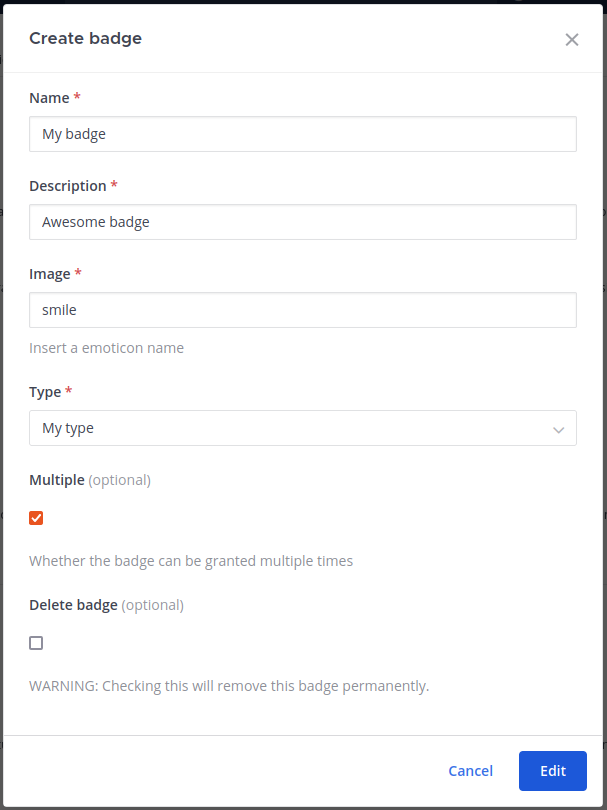 Edit Badge