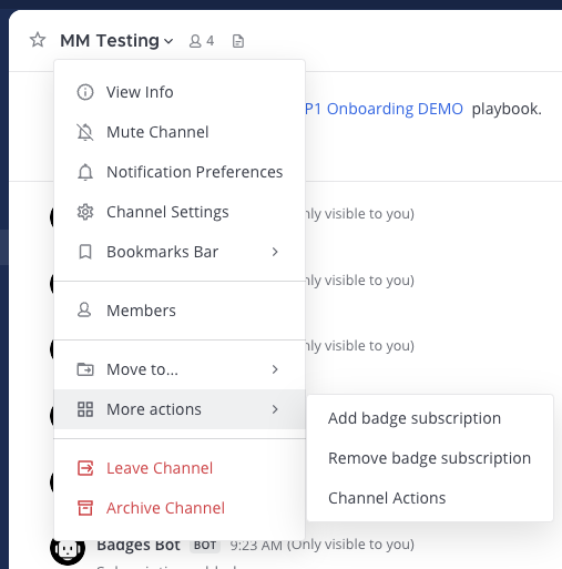Subscription Channel Menu